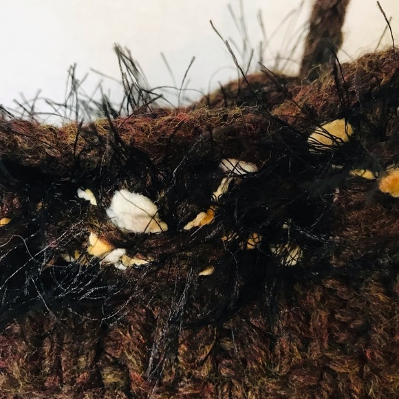 Handmade Beautiful Knit Reversible Purse Bag Brown Colors - Picture 2 of 5